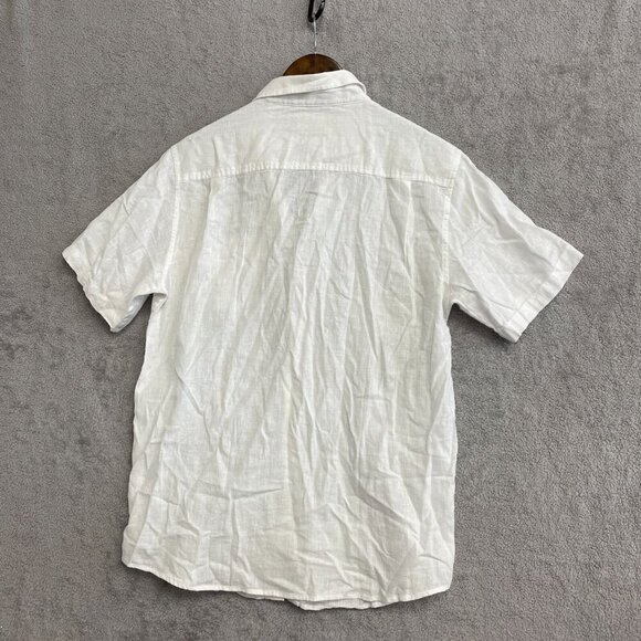 NEW Weatherproof Vintage Washable Linen Men's M White Short Sleeve Button-Up - Picture 3 of 9
